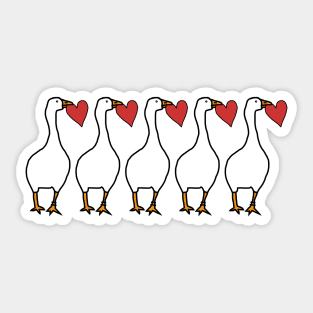 Five Animals Goose with Stolen Red Love Heart Valentines Day Sticker